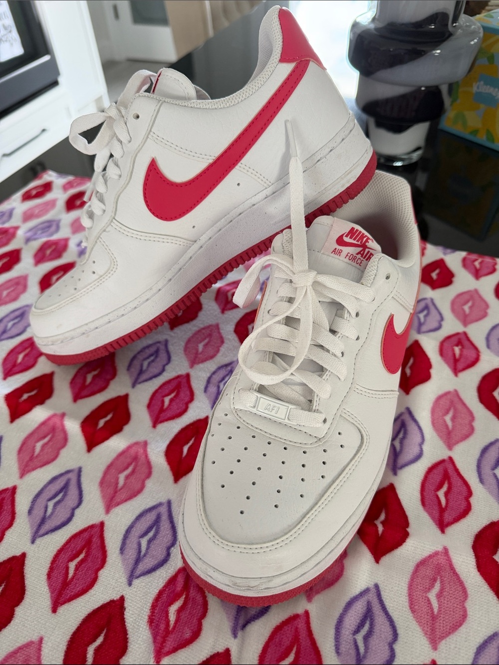 Nike White Sneakers with Hot Pink Swoosh
